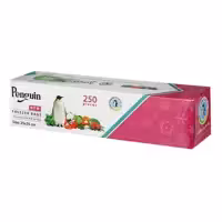 کیسه فریزر رولی 250 برگ سایز 25 در 35 پنگوئن کارتن حاوی 50 بسته