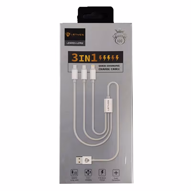 کابل شارژ Micro TYPE-C iPhone لنیز LENYES LC952