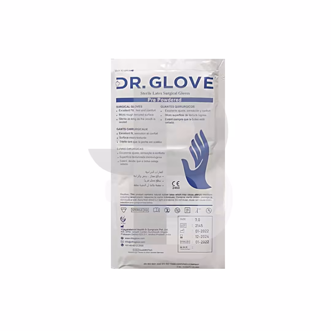 دستکش جراحی کم پودر دکتر گلاو سایز 7