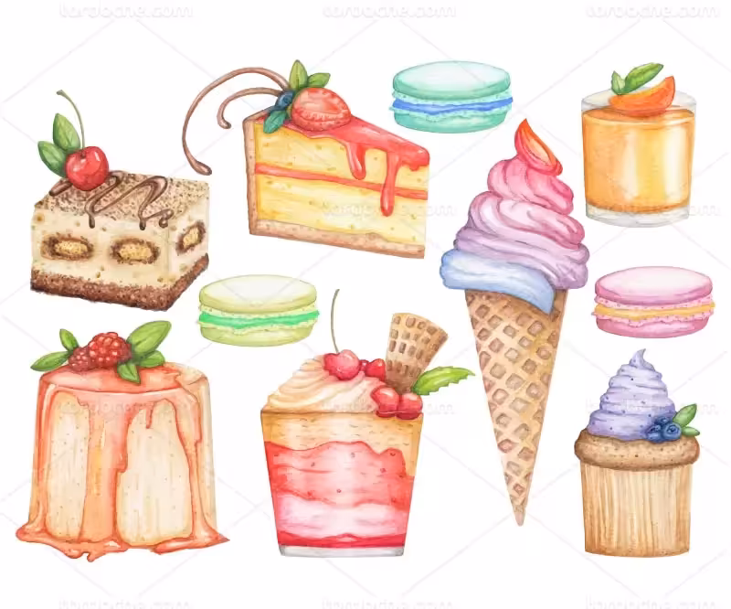 وکتور کیک و بستنی | گرافیک با طعم تربچه