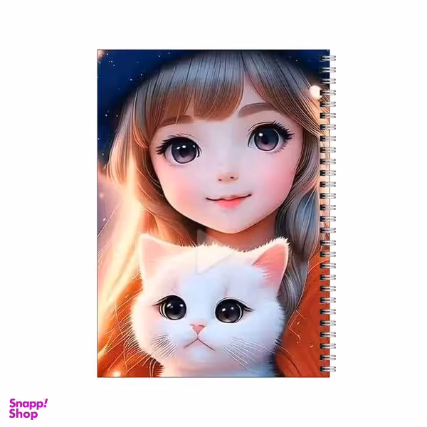 دفتر مشق 100 برگ بامبیلیپ طرح دختر و پیشی رویایی کد 1718952