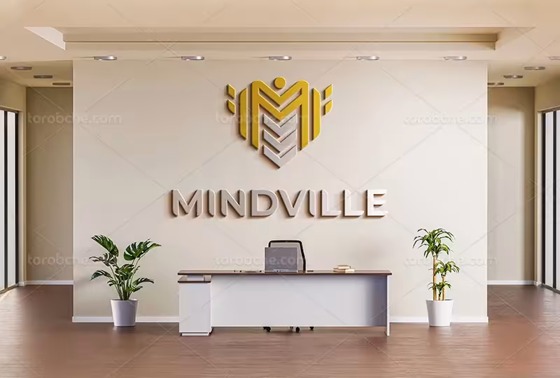 موکاپ لوگو شرکتی از زاویه رو به رو | گرافیک با طعم تربچه