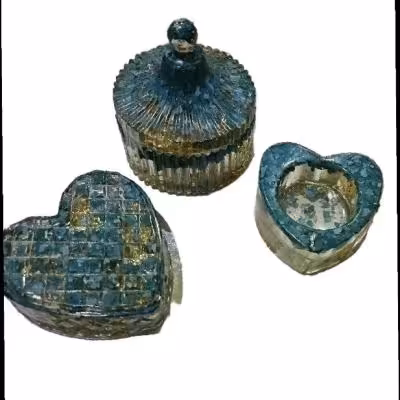 ست رزینی سه عددی فیروزه ای