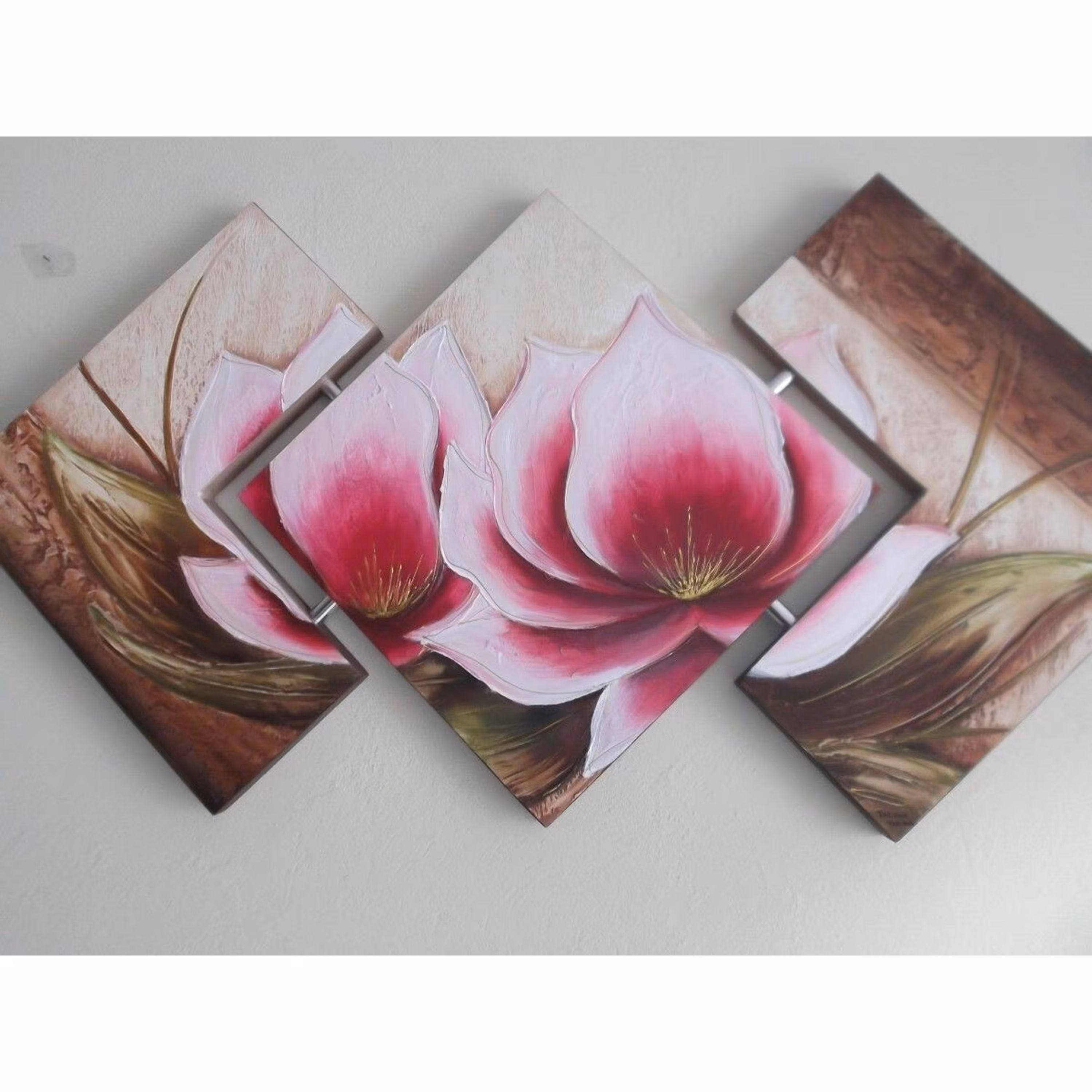 تابلوی نقاشی سه تیکه گل ناز  کد 217