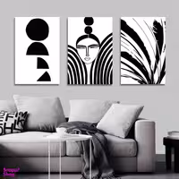 تابلو شاسی بکلیت طرح نقاشی دکوراتیو مدرن سبک کوبیسم مدل SH-1402مجموعه 3 عددی