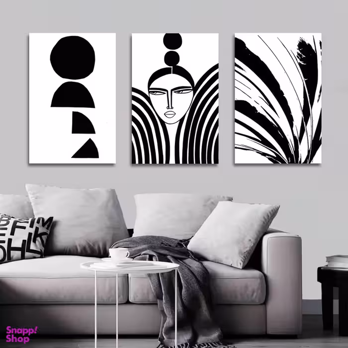 تابلو شاسی بکلیت طرح نقاشی دکوراتیو مدرن سبک کوبیسم مدل SH-1402مجموعه 3 عددی