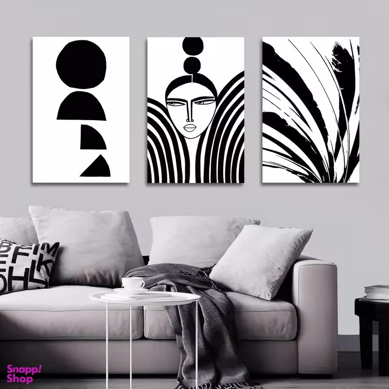 تابلو شاسی بکلیت طرح نقاشی دکوراتیو مدرن سبک کوبیسم مدل SH-1402مجموعه 3 عددی