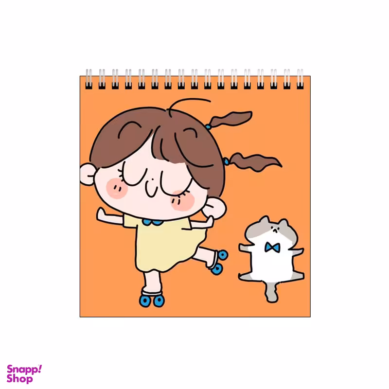 دفتر طراحی ۶۰ برگ طرح دختر و گربه اسکیت سوار کد 1799315