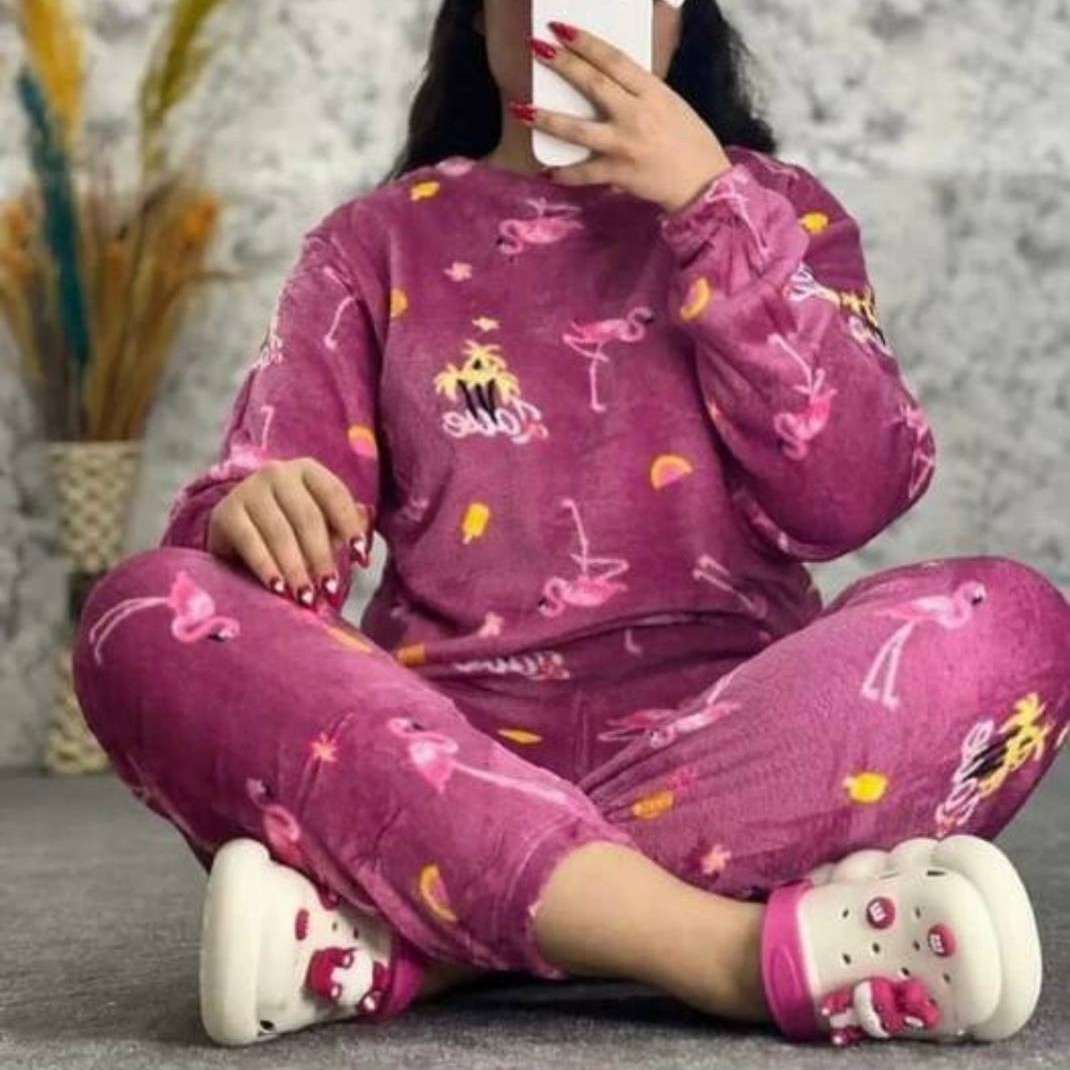 ست بلوز و شلوار راحتی تدی جنس پاییزه مناسب سایز 36 تا 46