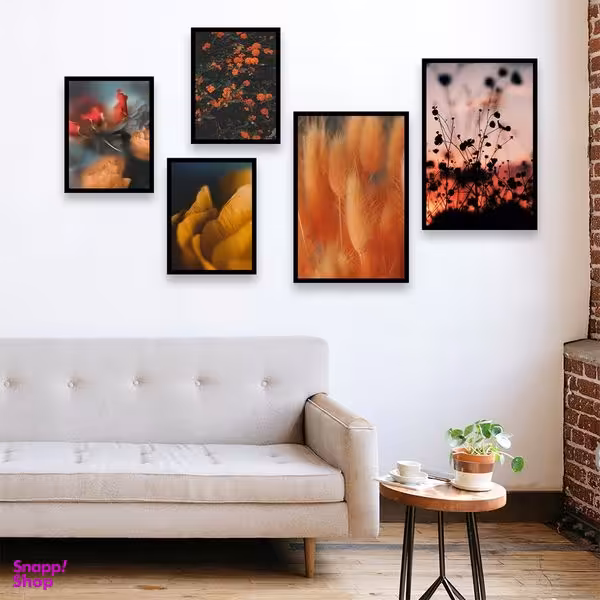 تابلو بکلیت مدل طرح گل و برگ پاییزی B-981 مجموعه 5 عددی