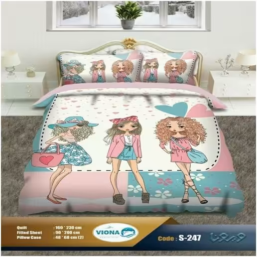 روتختی مخمل چهار تکه دخترانه کد 003 به صورت عمده  در بسته بندی 2 عدد روتختی