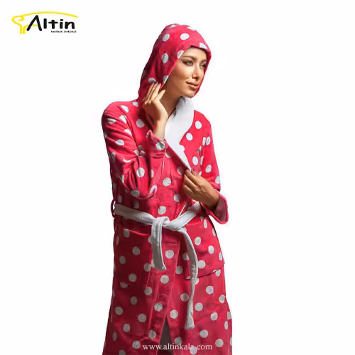 حوله پالتویی پودایران طرح خالدار صورتی سایز 135