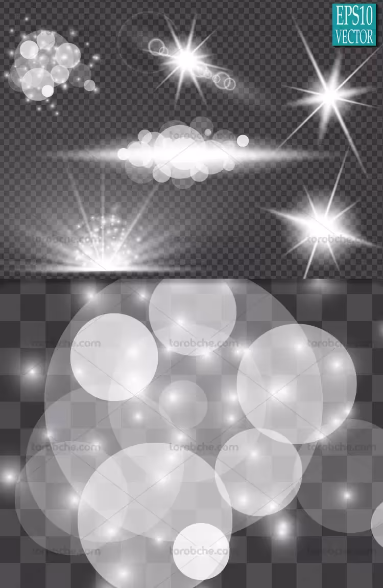 وکتور افکت نورهای درخشان سفید | گرافیک با طعم تربچه