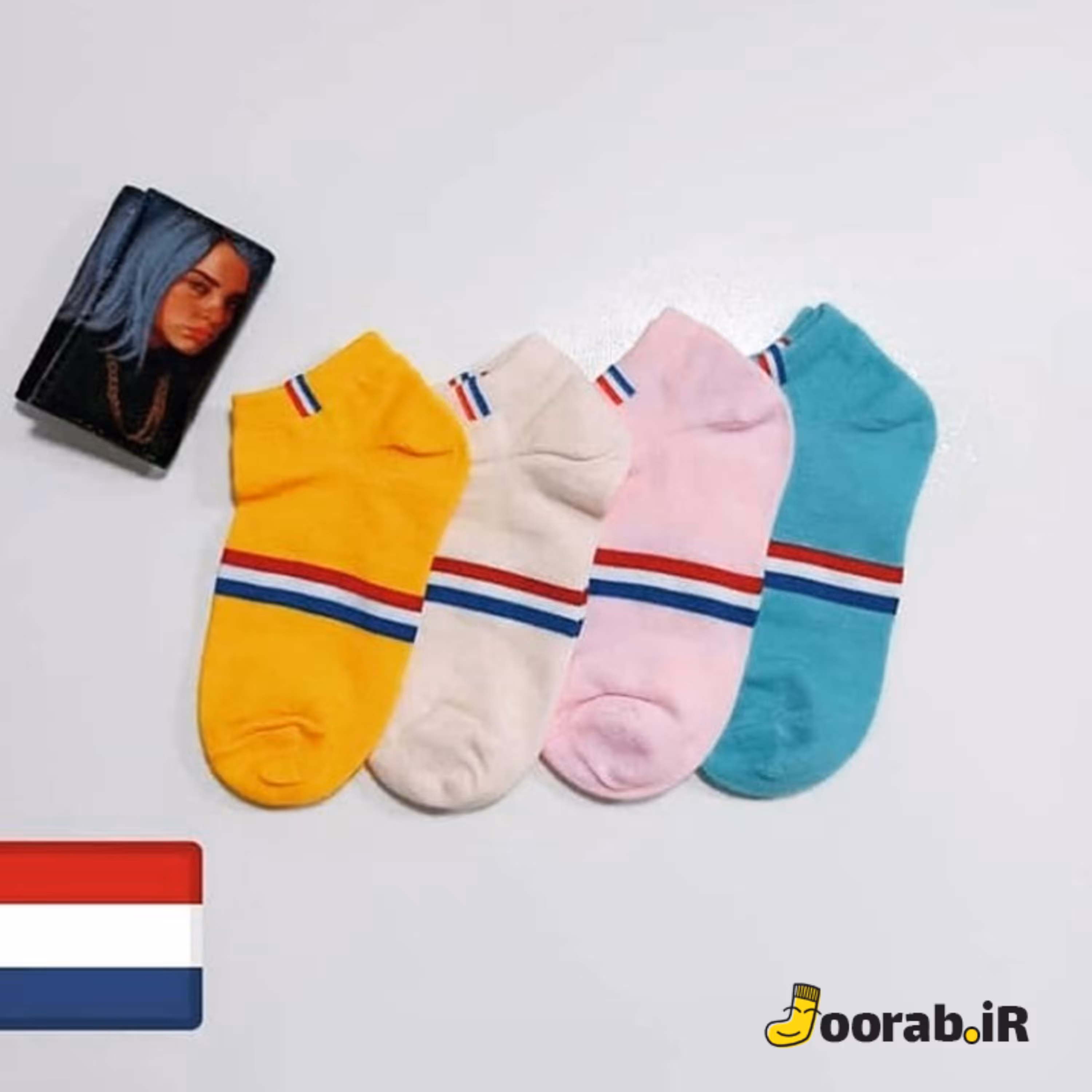 جوراب مچی اسپرت طرح رینگی آبی