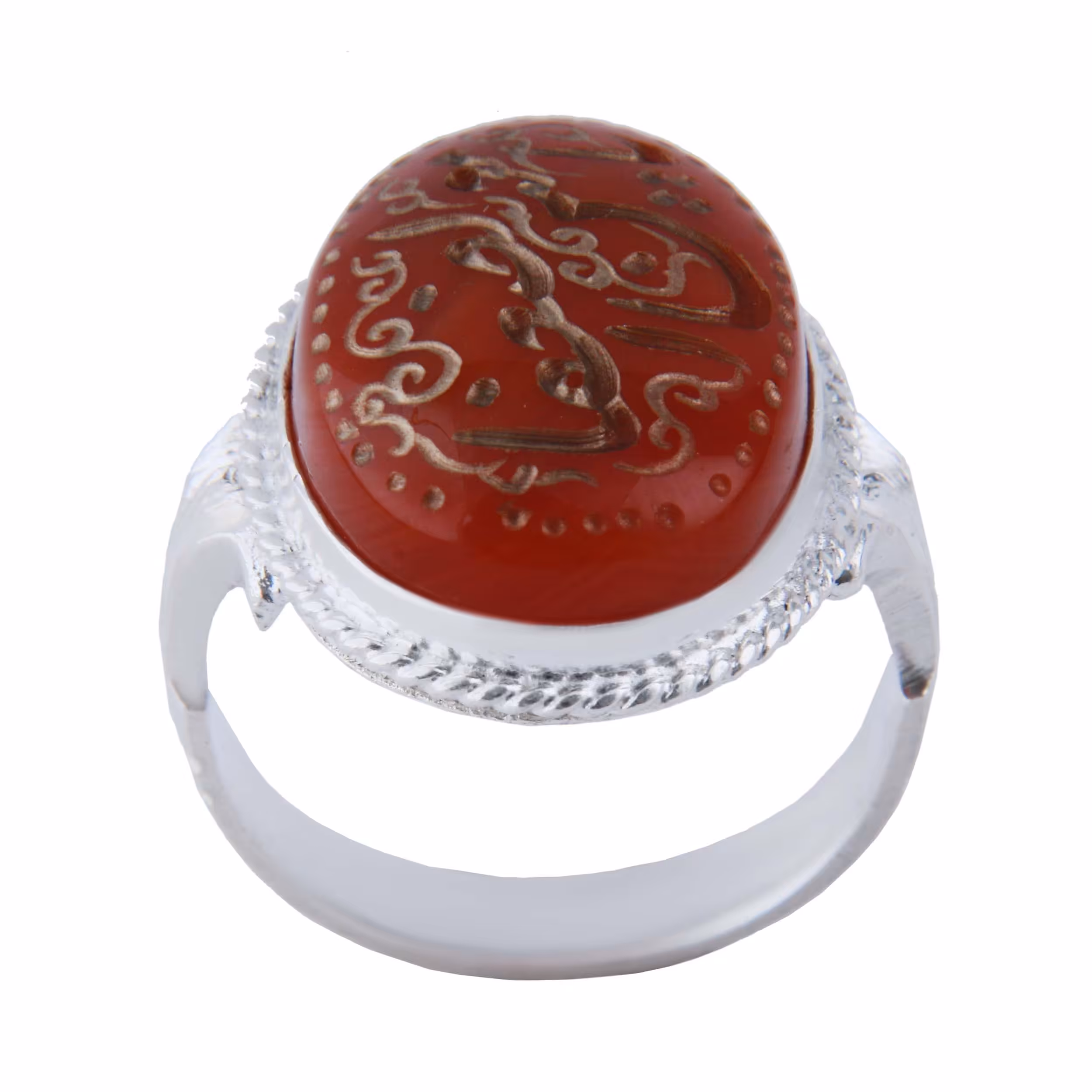  انگشتر نقره مردانه مدل بازرگانی میلادی سنگ عقیق خطاطی یا معین الضعفا کد AM4044