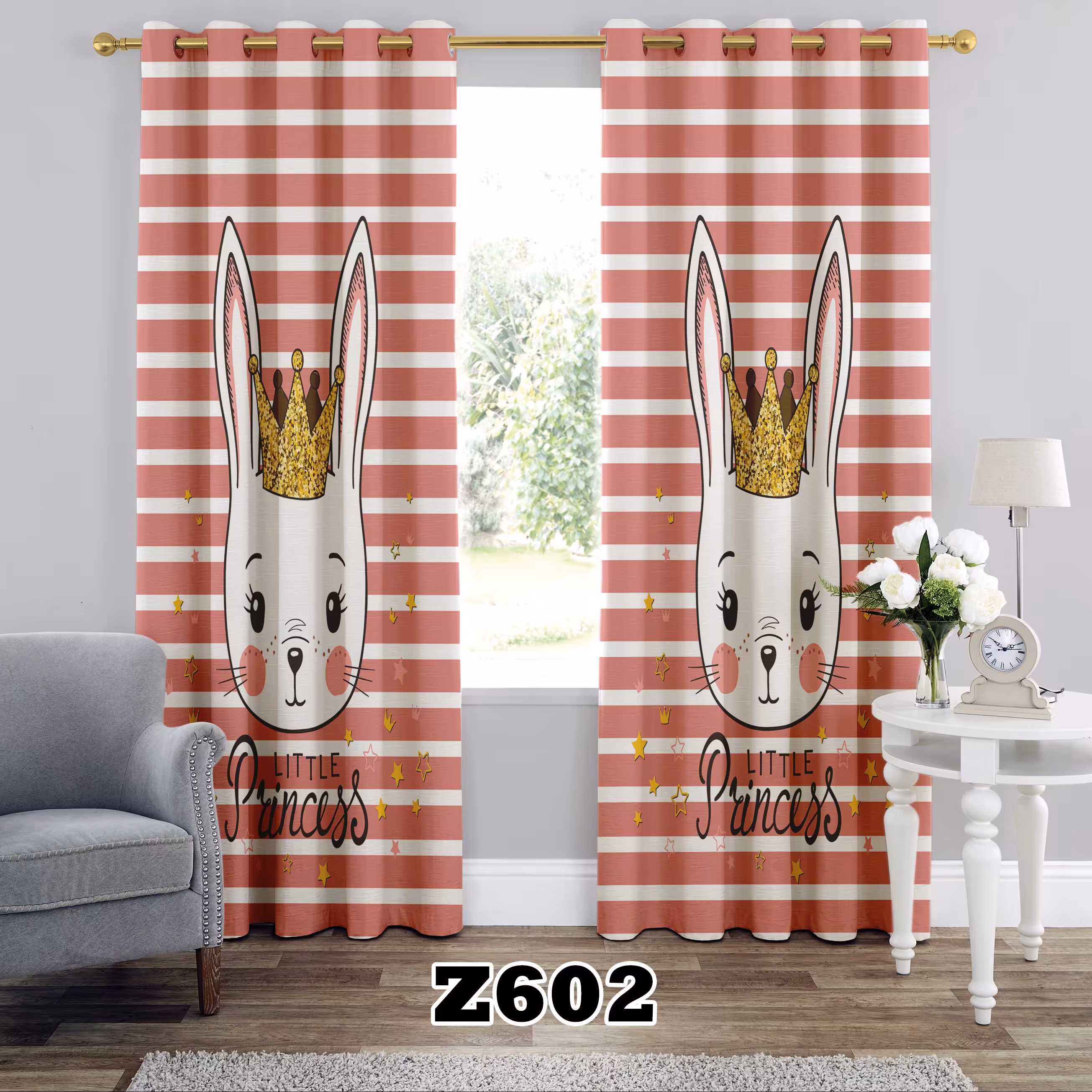 پرده چاپی طرح کودکانه کد Z602 تک قواره ارتفاع 300 عرض 140 سانت