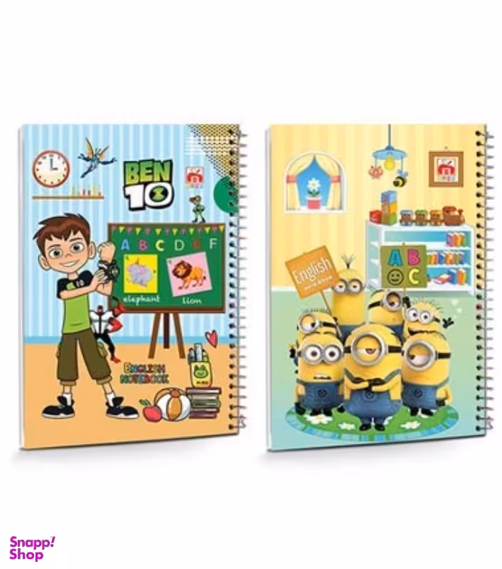 دفتر 60 برگ سیمی چهار خط طلقی کارتونی کد 7642