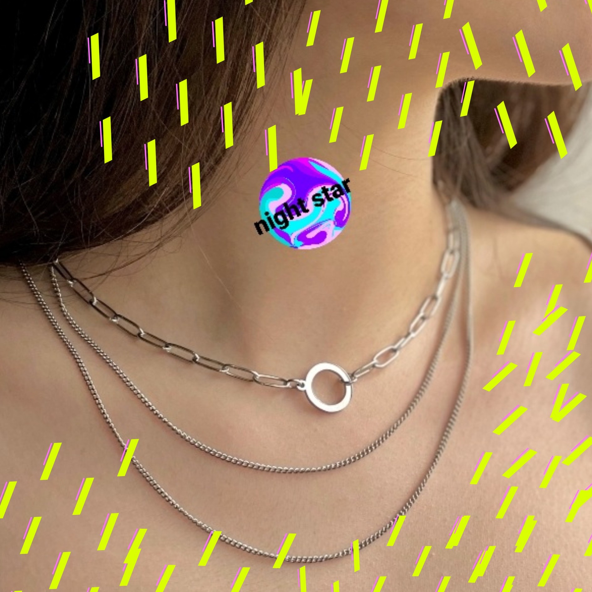 گردنبند سه ردیفه مدل 120 در دو رنگ طلایی و نقره ای رنگ ثابت