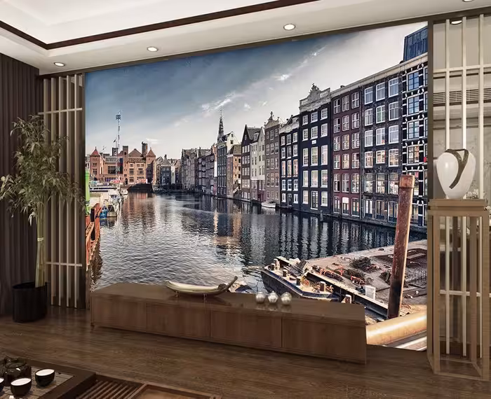 نمایی زیبا از شهر ونیز وساختمان های روی اب