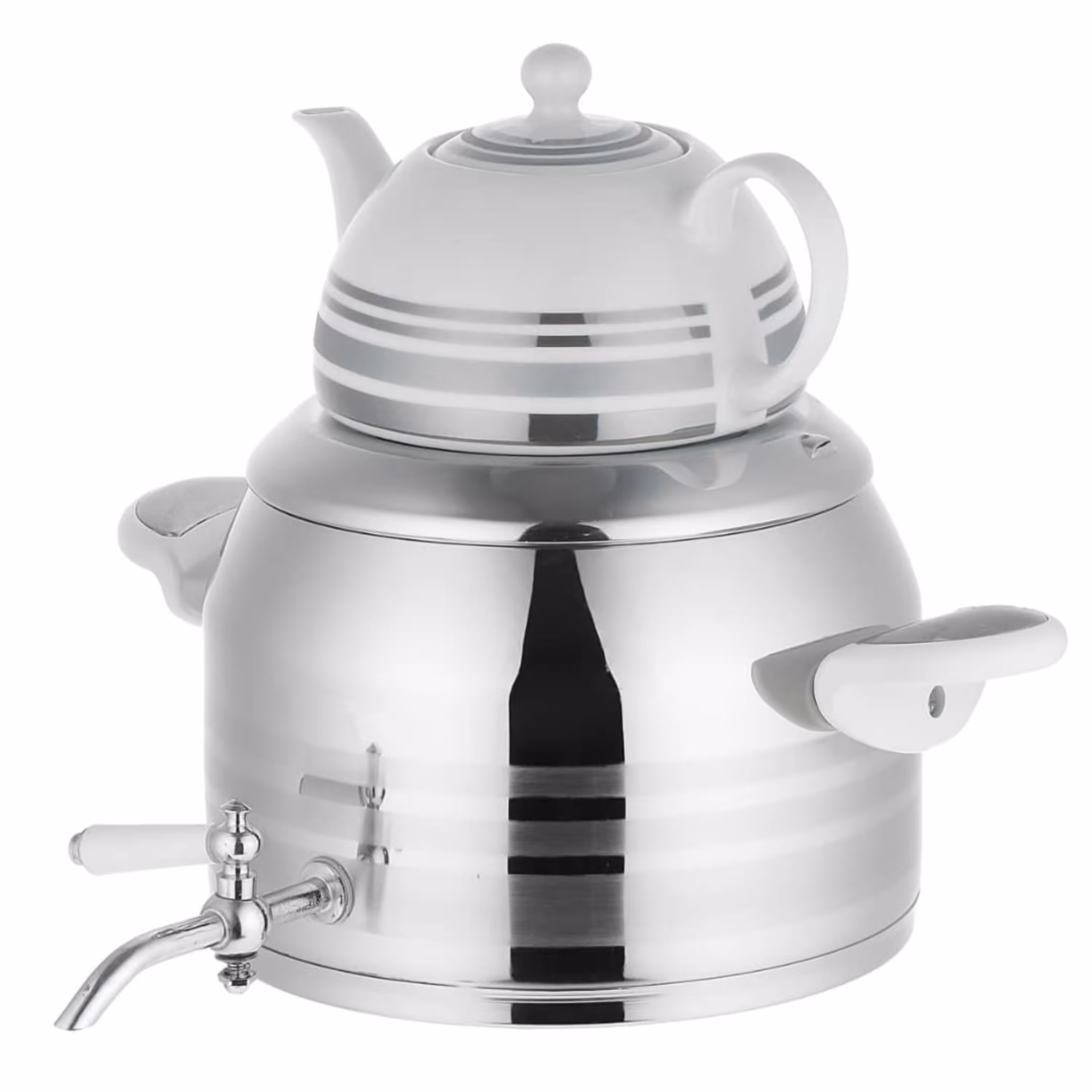 ست کتری و قوری استیل کد  2255White