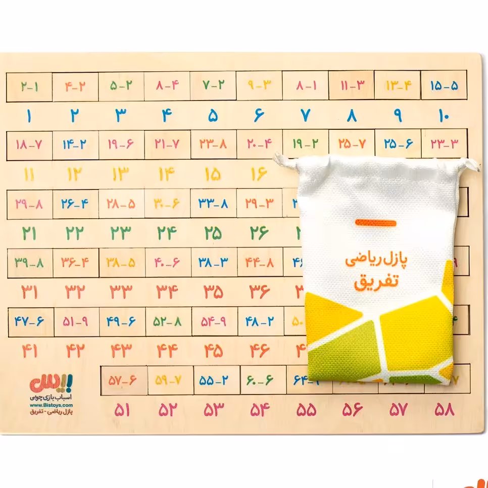 پازل ریاضی تفریق تمرین و تسلط بینظیر و بازی محور با چوب و رنگ عالی قابل حمل
