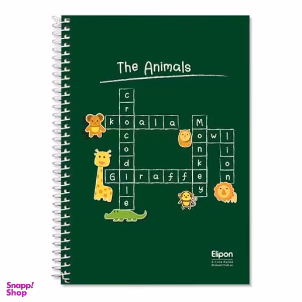 دفتر مدرسه‌ای‌ 60 برگ چهارخط وزیری سیمی فانتزی جلد گلاسه الیپون (Elipon) کد 2911351 وزن 300 گرم