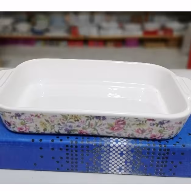 تابه مرغ خوری متوسط گلدار سرامیک 