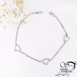 دستبند قلبی نقره عیار 925 با کد 11401