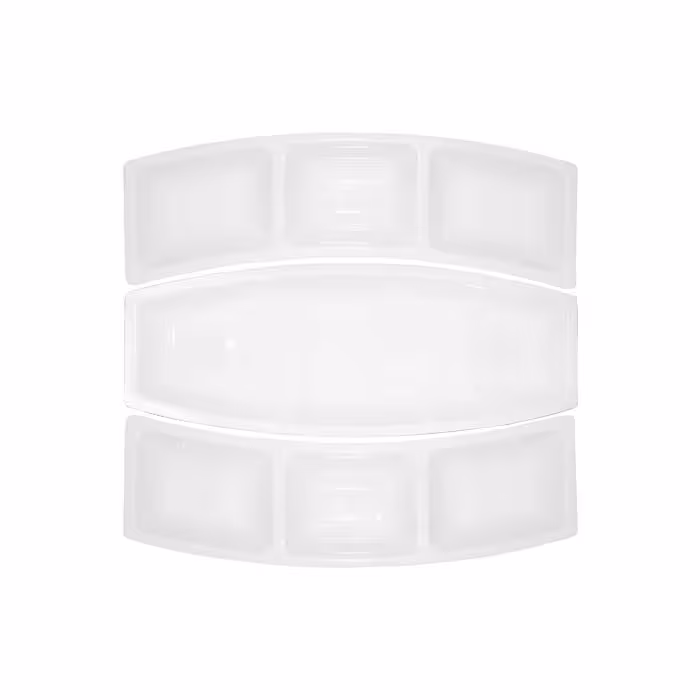 ظرف مای سلف 7 خانه چینی زرین طرح سفید (3 پارچه)