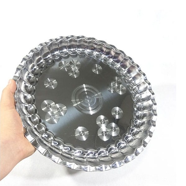 سینی استیل گرد لبه دالبری سینی استیل کنگره ای