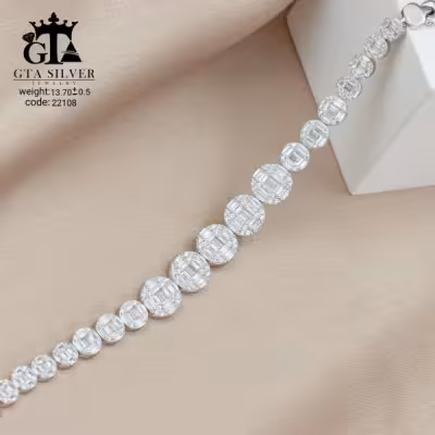 دستبند نقره مدل نامی طرح امرالد زنانه کد 22108