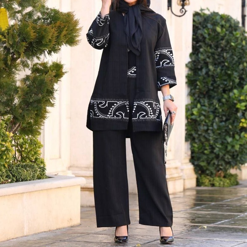 مانتو شلوار کتیبه مانتو شلوار زنانه ست مانتو شلوار