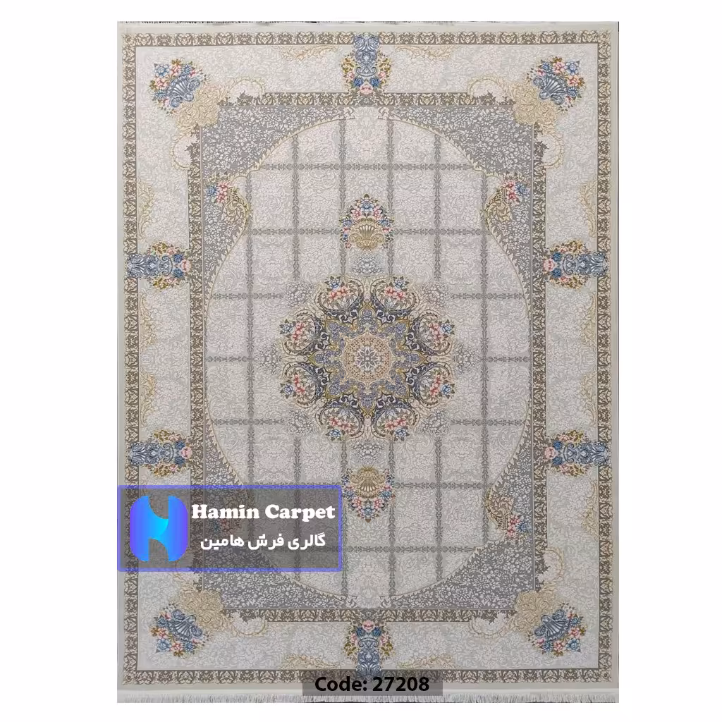 فرش 6 متری 1200 شانه تراکم 3600  نخ اکلریک گل برجسته کد AR27208