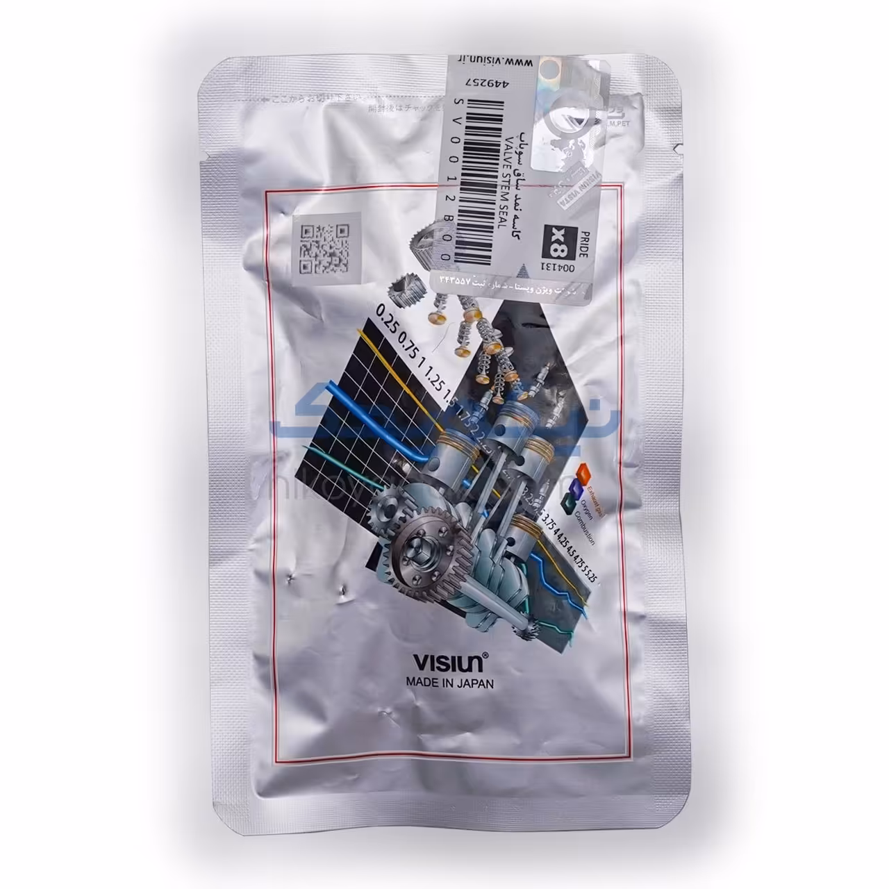 لاستیک سوپاپ پراید برند ویژن ژاپن بسته 8 عددی (کاسه نمد ساق سوپاپ پراید)