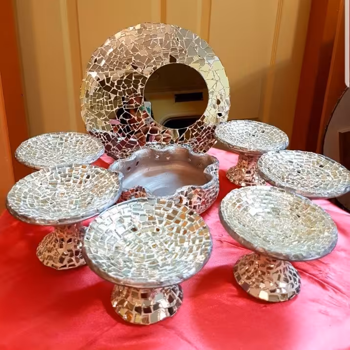 هفت سین آینه کاری،تمام آینه ای (فول آینه)جنس سفال 