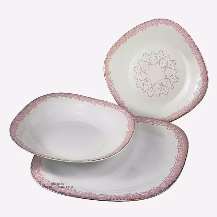 سرویس غذاخوری آرکوپال 26 پارچه مدل 04 طلادار صورتی