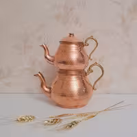 کتری و قوری مسی دسته برنجی مس زنجان 1.5 لیتری