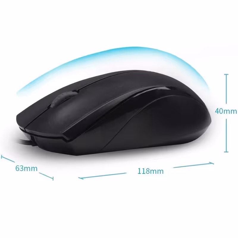 ماوس رپو مدل Rapoo Optical Wired SILENT Mouse 1600 DPI Black  N1600 Silent