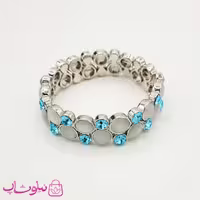 دستبند دخترانه برند کلیو Clio مدل کشی طوسی آبی کد 484