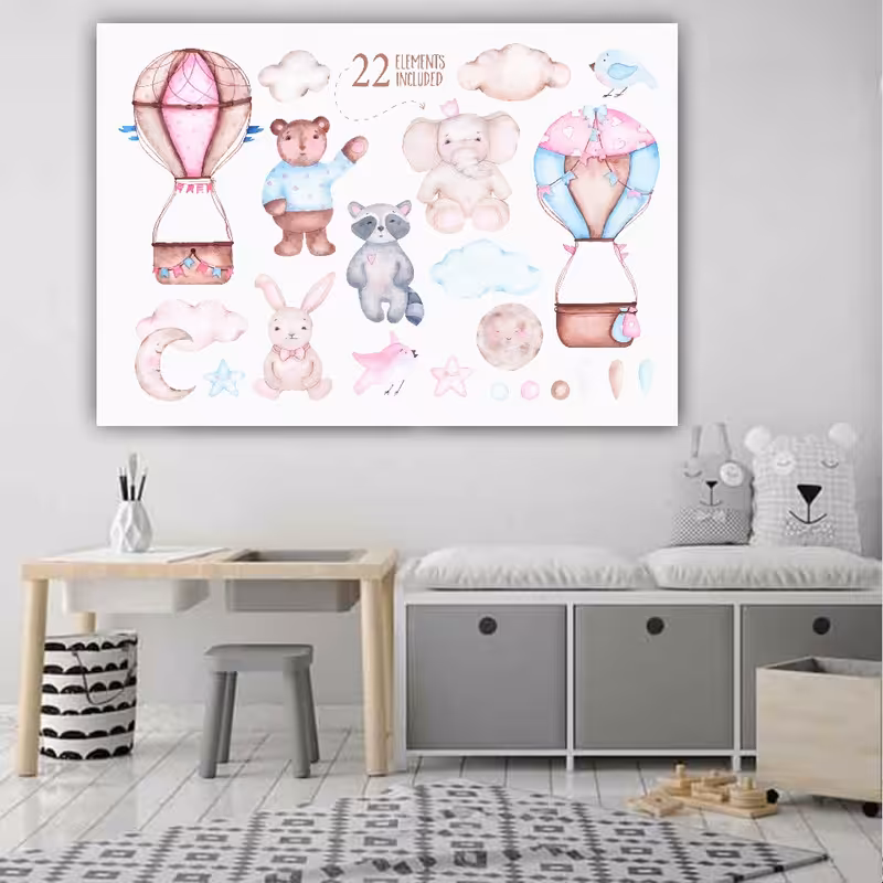 استیکر دیواری طرح اتاق کودک مدل کالکشن کد SD7146