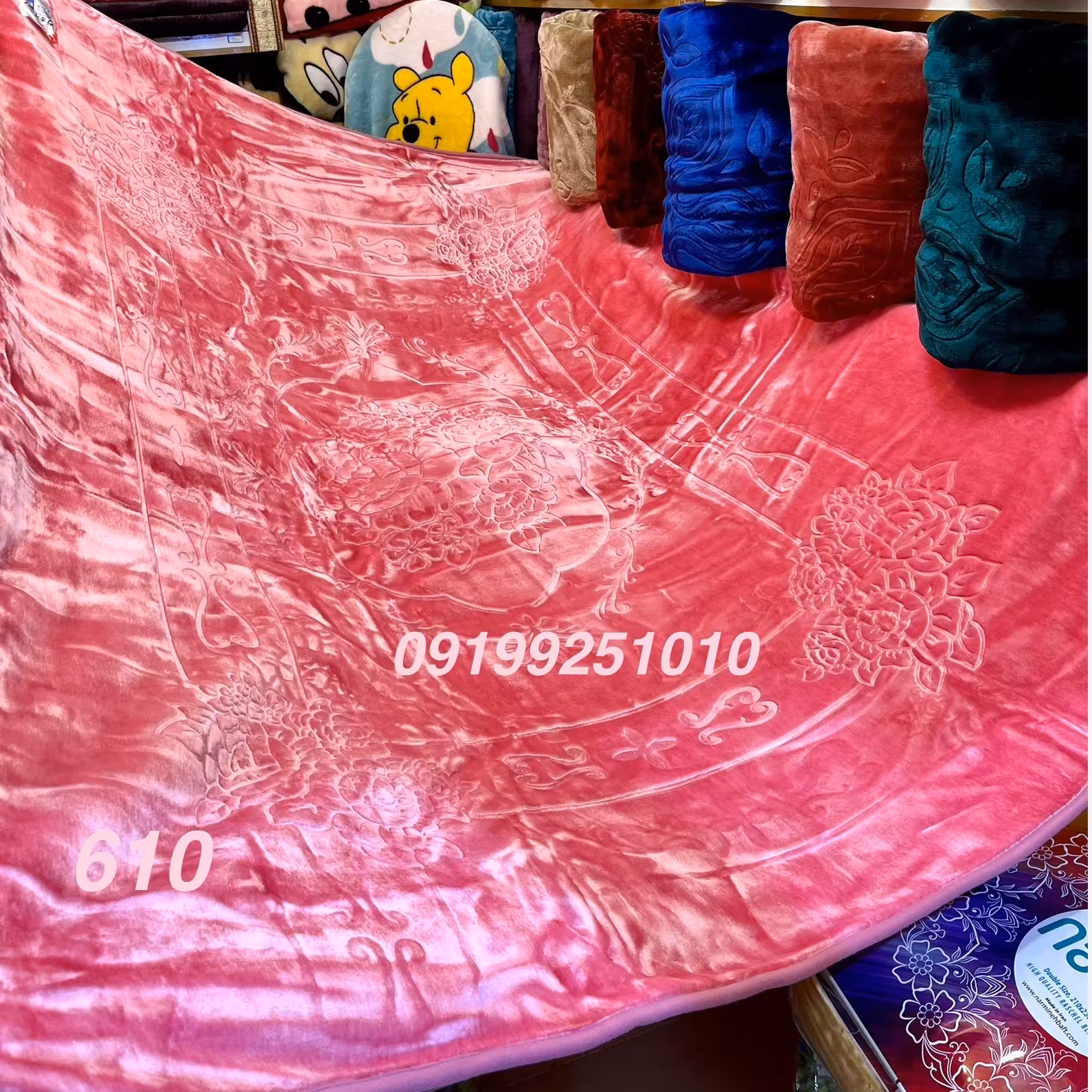 پتو نرمینه مدل ونلون نخ ژاپن یک نفره بسیار لطیف و براق با تراکم به رنگ صورتی کد 610 