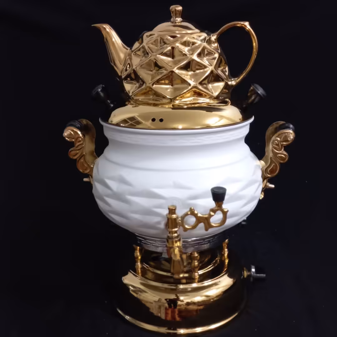 سماور 6 لیتری سفید ترموکوبل دار 