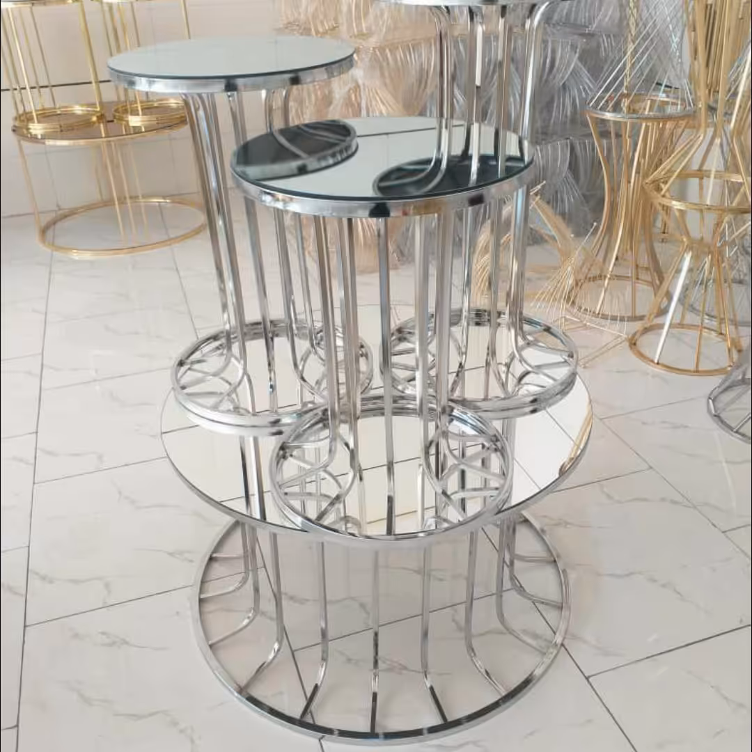 میز عسلی و جلو مبلی مدل ستونی رنگ نقره ای 