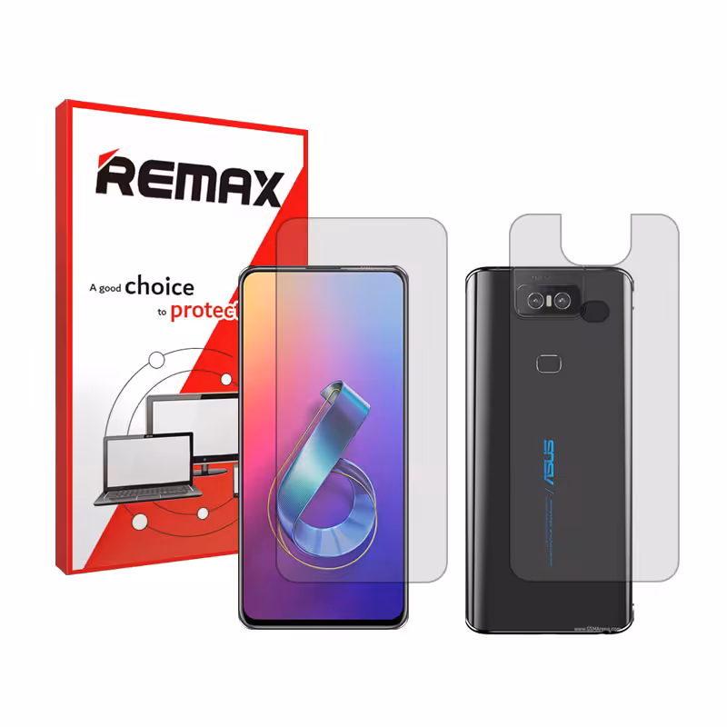 گلس صفحه نمایش و پشت گوشی ایسوس Zenfone 6 ZS630KL مدل هیدروژل شفاف برند ریمکس کد SS