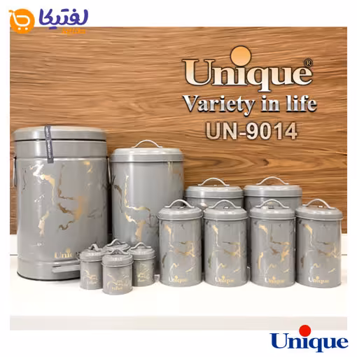 سرویس آشپزخانه یونیک فانتزی 8+4 پارچه طوسی ماربل طلایی UN-9014