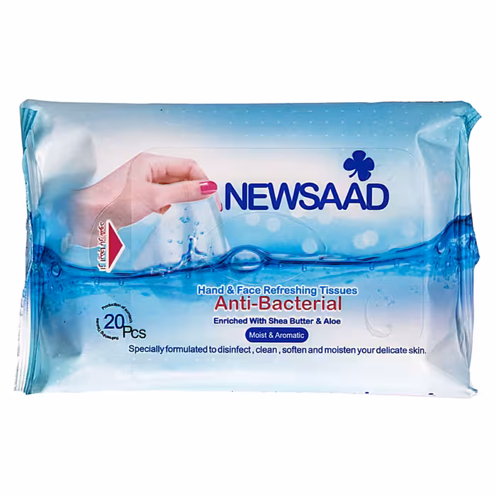 دستمال مرطوب آنتی باکتریال بالشتی 20 عددی نیوساد(10385010)