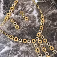 سرویس دورنگ سه تیکه طرح طلا رنگ کاملا ثابت 