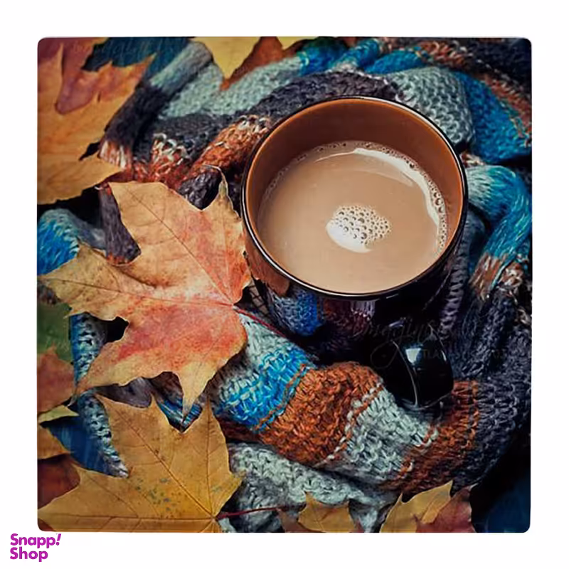 زیر لیوانی طرح فنجان قهوه و برگ های پاییزی کد 4806285_3572