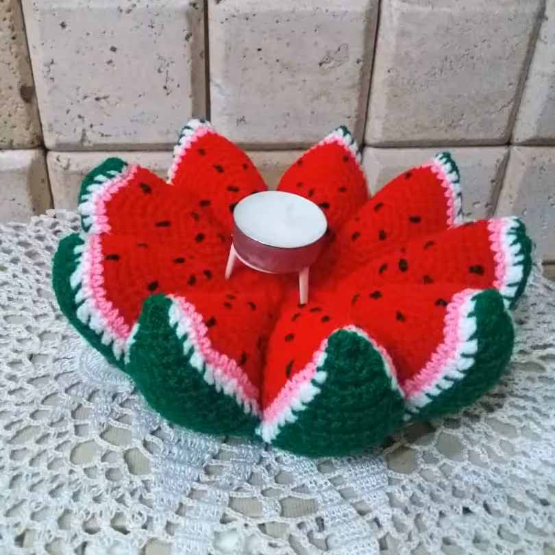 جا شمعی هندوانه بافتنی شب یلدا