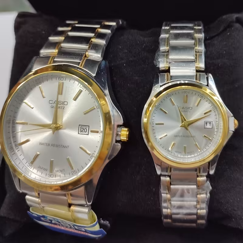 ساعت ست کاسیو ضد آب رنگ ثابت تقویم دار موتور ژاپن